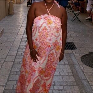 Lulus Pink and Orange Halter Dress